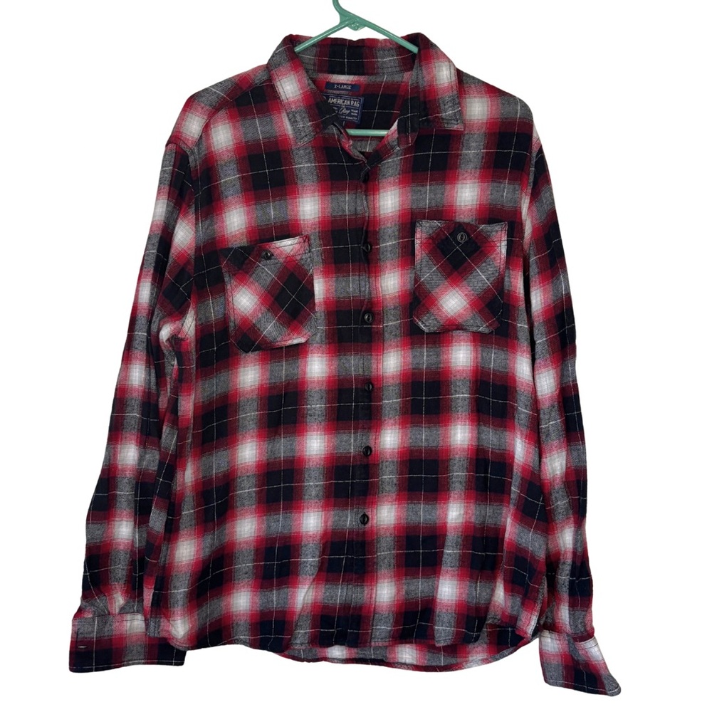3/$20 American Rag Red and Black Plaid Button Down Shirt